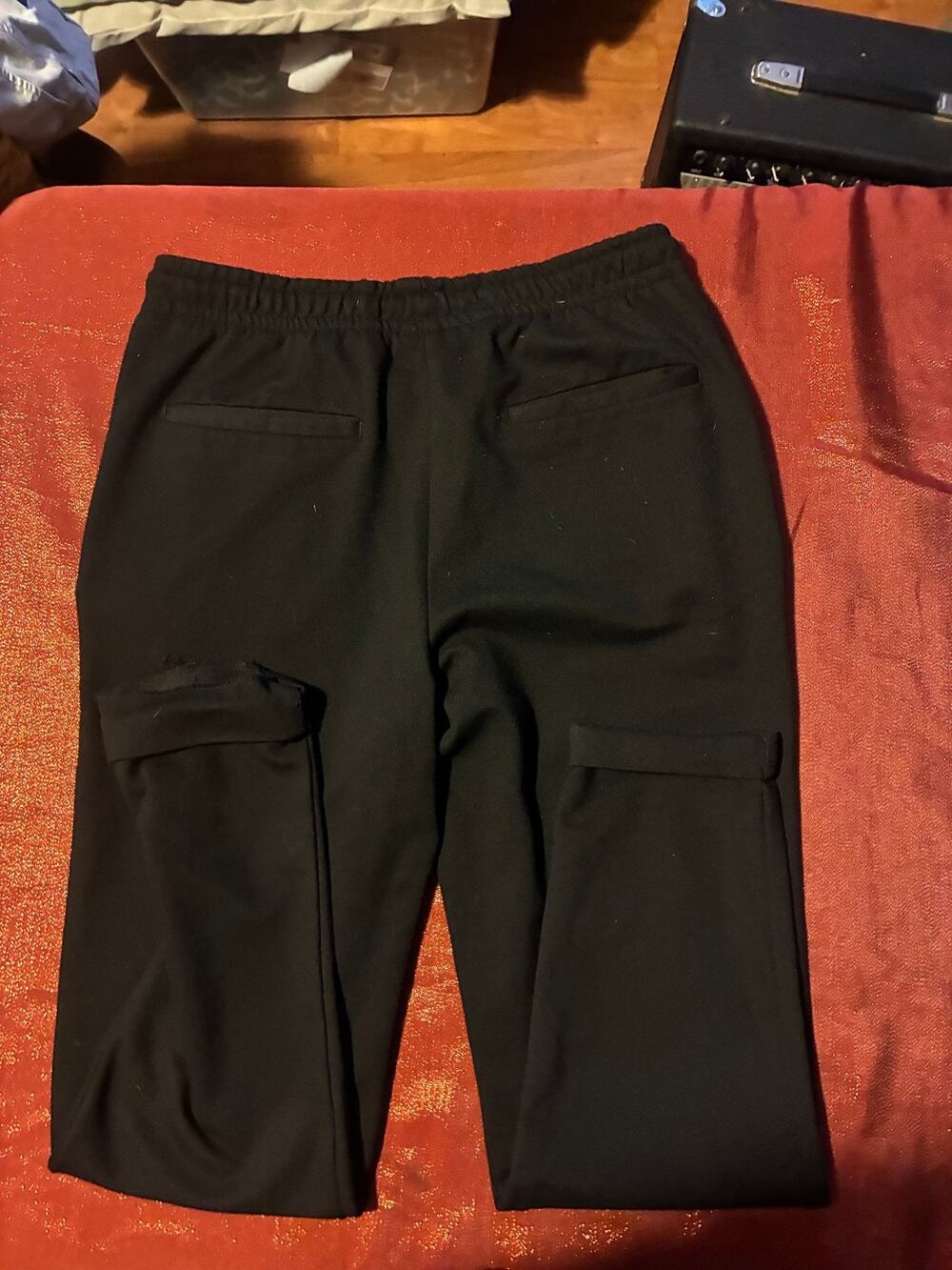 Zara Pants Womens M Black Cargo Jogger Sweatpants Cropped Elastic Waist